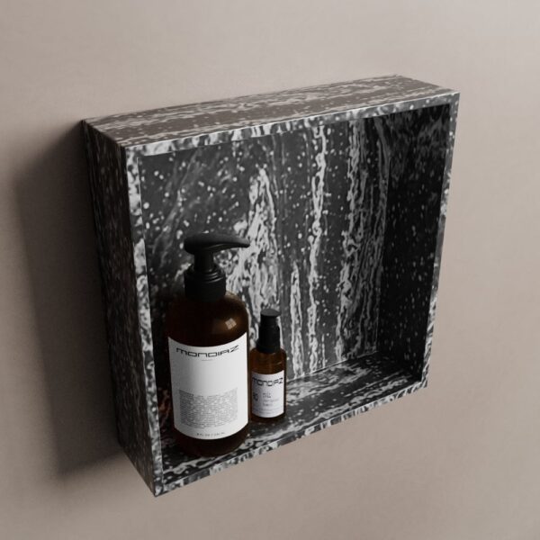 MONDIAZ EASY Nis 29,5x29,5cm in solid surface kleur Lava. 1 vak geschikt voor in- of opbouw