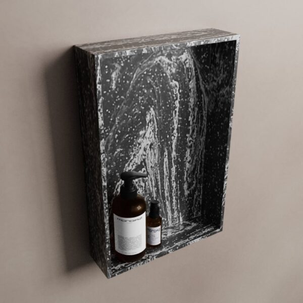 MONDIAZ EASY Nis 44,5x29,5cm in solid surface kleur Lava. 1 vak geschikt voor in- of opbouw