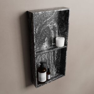 MONDIAZ EASY Nis 59,5x29,5cm in solid surface kleur Lava. 2 vakken geschikt voor in- of opbouw