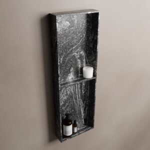 MONDIAZ EASY Nis 59,5x29,5cm in solid surface kleur Lava. 3 vakken geschikt voor in- of opbouw