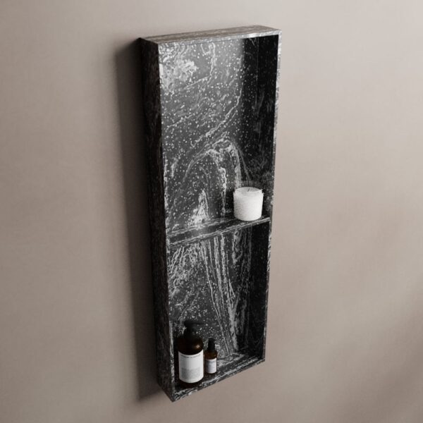 MONDIAZ EASY Nis 59,5x29,5cm in solid surface kleur Lava. 3 vakken geschikt voor in- of opbouw
