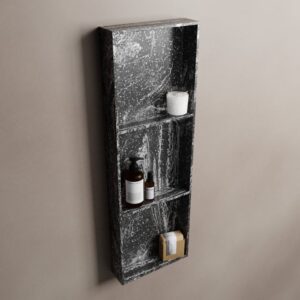 MONDIAZ EASY Nis 89,5x29,5cm in solid surface kleur Lava. 3 vakken geschikt voor in- of opbouw
