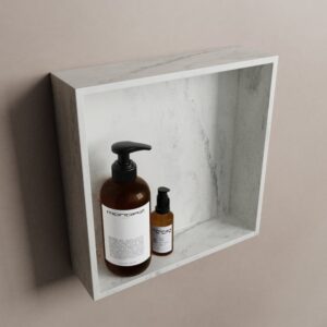 MONDIAZ EASY Nis 29,5x29,5cm in solid surface kleur Opalo. 1 vak geschikt voor in- of opbouw