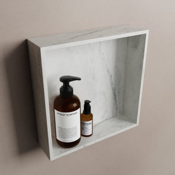 MONDIAZ EASY Nis 29,5x29,5cm in solid surface kleur Opalo. 1 vak geschikt voor in- of opbouw