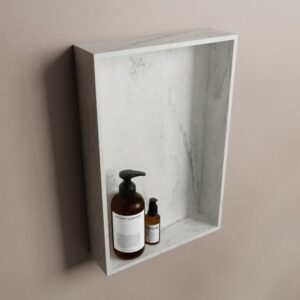MONDIAZ EASY Nis 44,5x29,5cm in solid surface kleur Opalo. 1 vak geschikt voor in- of opbouw