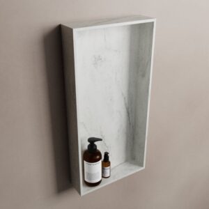 MONDIAZ EASY Nis 59,5x29,5cm in solid surface kleur Opalo. 1 vak geschikt voor in- of opbouw