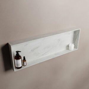 MONDIAZ EASY Nis 89,5x29,5cm in solid surface kleur Opalo. 1 vak geschikt voor in- of opbouw
