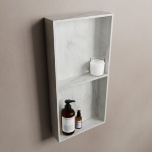MONDIAZ EASY Nis 59,5x29,5cm in solid surface kleur Opalo. 2 vakken geschikt voor in- of opbouw