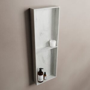 MONDIAZ EASY Nis 59,5x29,5cm in solid surface kleur Opalo. 3 vakken geschikt voor in- of opbouw