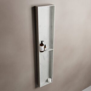 MONDIAZ EASY Nis 89,5x29,5cm in solid surface kleur Opalo. 2 vakken geschikt voor in- of opbouw