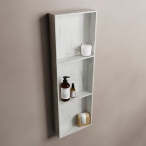 MONDIAZ EASY Nis 89,5x29,5cm in solid surface kleur Opalo. 3 vakken geschikt voor in- of opbouw