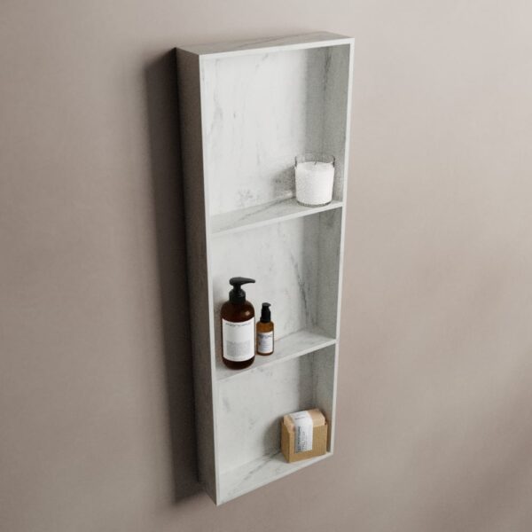 MONDIAZ EASY Nis 89,5x29,5cm in solid surface kleur Opalo. 3 vakken geschikt voor in- of opbouw