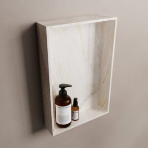 MONDIAZ EASY Nis 44,5x29,5cm in solid surface kleur Ostra. 1 vak geschikt voor in- of opbouw