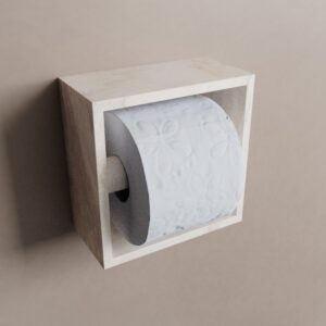 MONDIAZ EASY Toiletrolhouder CUBE 160 solid surface 16x8,6cm kleur Ostra. Geschikt voor op en inbouw.