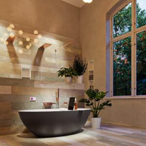 MONDIAZ FLOAT vrijstaand bad 170x80cm kleur Dark Grey / Talc