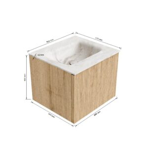 MONDIAZ KURVE-DLUX 50cm badmeubel kleur Oak met 1 lade en 0 deuren. Wastafel GRUNNE Midden zonder kraangat Opalo.