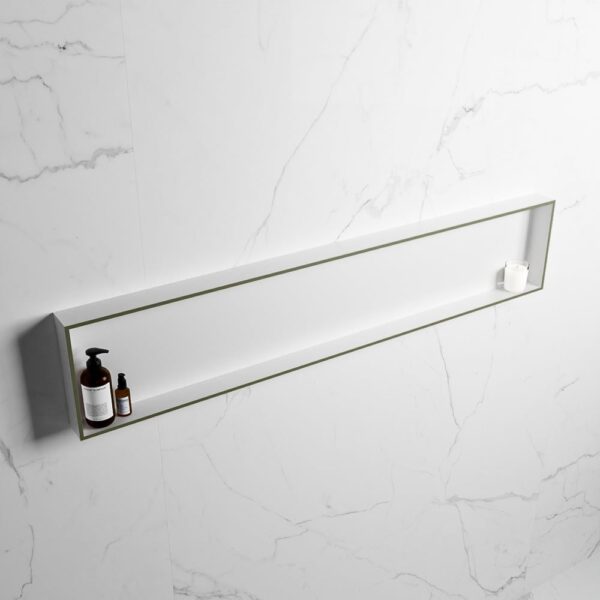MONDIAZ EASY Nis 149,5x29,5cm in solid surface kleur Army | Talc. 1 vak geschikt voor in- of opbouw