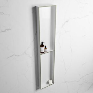 MONDIAZ EASY Nis 89,5x29,5cm in solid surface kleur Army | Talc. 2 vakken geschikt voor in- of opbouw