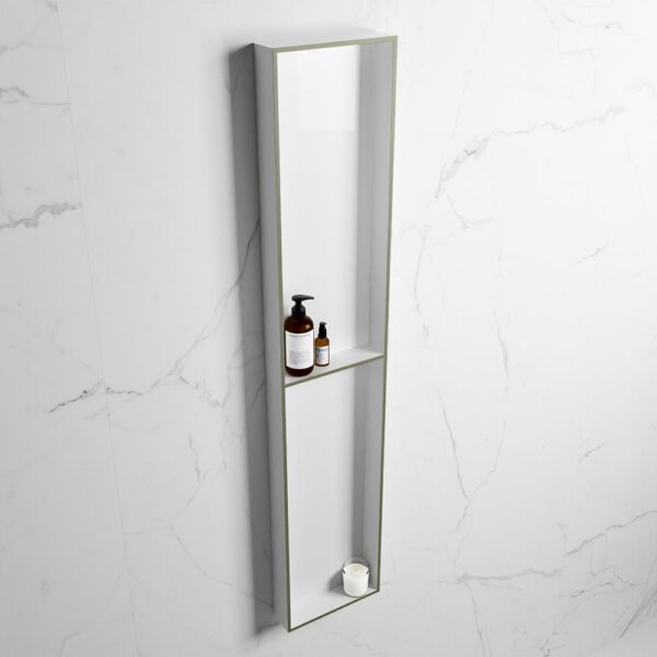 MONDIAZ EASY Nis 89,5x29,5cm in solid surface kleur Army | Talc. 2 vakken geschikt voor in- of opbouw