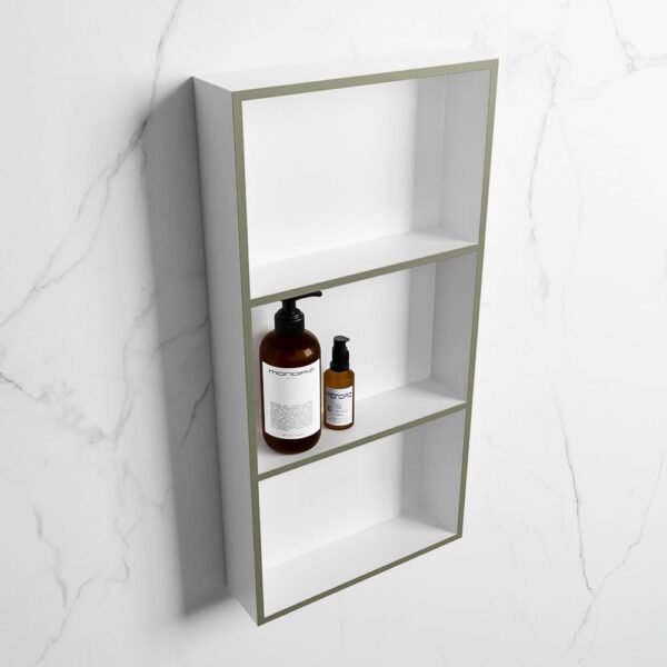 MONDIAZ EASY Nis 59,5x29,5cm in solid surface kleur Army | Talc. 3 vakken geschikt voor in- of opbouw