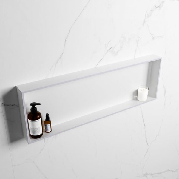 MONDIAZ EASY Nis 89,5x29,5cm in solid surface kleur Cale | Talc. 1 vak geschikt voor in- of opbouw