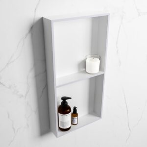 MONDIAZ EASY Nis 59,5x29,5cm in solid surface kleur Cale | Talc. 2 vakken geschikt voor in- of opbouw