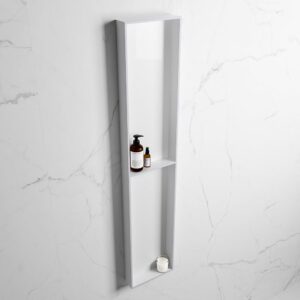 MONDIAZ EASY Nis 89,5x29,5cm in solid surface kleur Cale | Talc. 2 vakken geschikt voor in- of opbouw