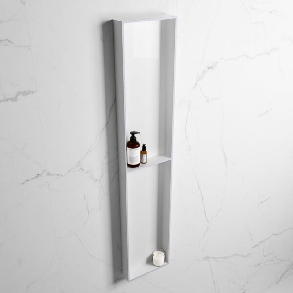 MONDIAZ EASY Nis 89,5x29,5cm in solid surface kleur Cale | Talc. 2 vakken geschikt voor in- of opbouw