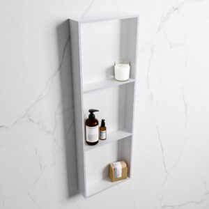 MONDIAZ EASY Nis 89,5x29,5cm in solid surface kleur Cale | Talc. 3 vakken geschikt voor in- of opbouw