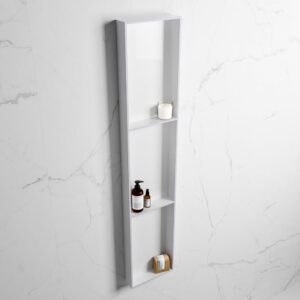 MONDIAZ EASY Nis 149,5x29,5cm in solid surface kleur Cale | Talc. 3 vakken geschikt voor in- of opbouw