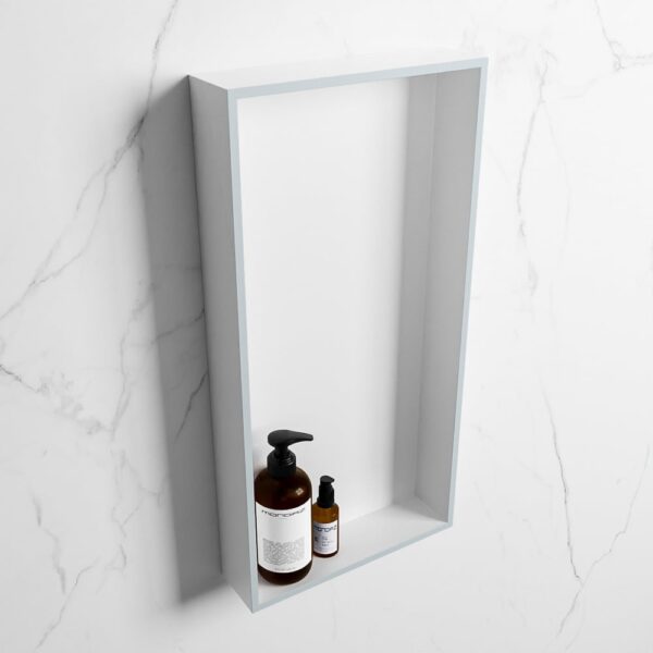 MONDIAZ EASY Nis 59,5x29,5cm in solid surface kleur Clay | Talc. 1 vak geschikt voor in- of opbouw