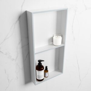 MONDIAZ EASY Nis 59,5x29,5cm in solid surface kleur Clay | Talc. 2 vakken geschikt voor in- of opbouw