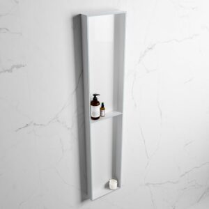 MONDIAZ EASY Nis 89,5x29,5cm in solid surface kleur Clay | Talc. 2 vakken geschikt voor in- of opbouw