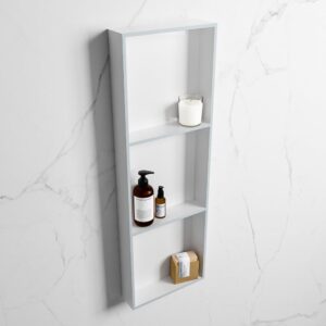 MONDIAZ EASY Nis 89,5x29,5cm in solid surface kleur Clay | Talc. 3 vakken geschikt voor in- of opbouw