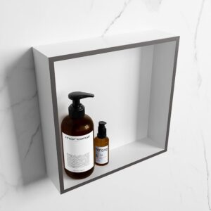 MONDIAZ EASY Nis 29,5x29,5cm in solid surface kleur DarkGrey | Talc. 1 vak geschikt voor in- of opbouw