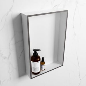 MONDIAZ EASY Nis 44,5x29,5cm in solid surface kleur DarkGrey | Talc. 1 vak geschikt voor in- of opbouw
