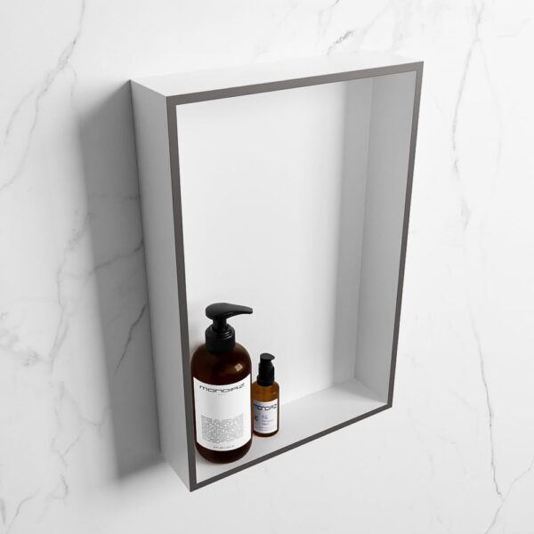 MONDIAZ EASY Nis 44,5x29,5cm in solid surface kleur DarkGrey | Talc. 1 vak geschikt voor in- of opbouw