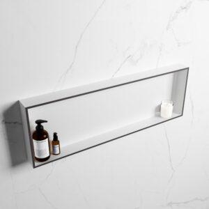 MONDIAZ EASY Nis 89,5x29,5cm in solid surface kleur DarkGrey | Talc. 1 vak geschikt voor in- of opbouw