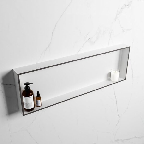 MONDIAZ EASY Nis 89,5x29,5cm in solid surface kleur DarkGrey | Talc. 1 vak geschikt voor in- of opbouw