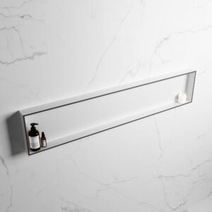 MONDIAZ EASY Nis 149,5x29,5cm in solid surface kleur DarkGrey | Talc. 1 vak geschikt voor in- of opbouw