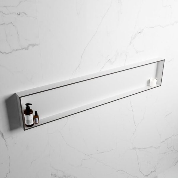 MONDIAZ EASY Nis 149,5x29,5cm in solid surface kleur DarkGrey | Talc. 1 vak geschikt voor in- of opbouw