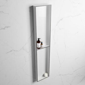 MONDIAZ EASY Nis 89,5x29,5cm in solid surface kleur DarkGrey | Talc. 2 vakken geschikt voor in- of opbouw