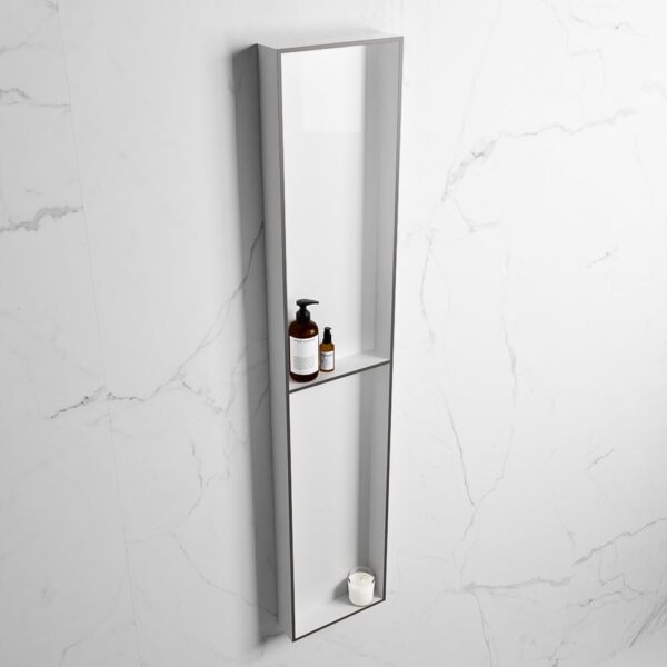 MONDIAZ EASY Nis 89,5x29,5cm in solid surface kleur DarkGrey | Talc. 2 vakken geschikt voor in- of opbouw