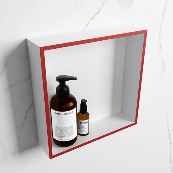 MONDIAZ EASY Nis 29,5x29,5cm in solid surface kleur Fire | Talc. 1 vak geschikt voor in- of opbouw