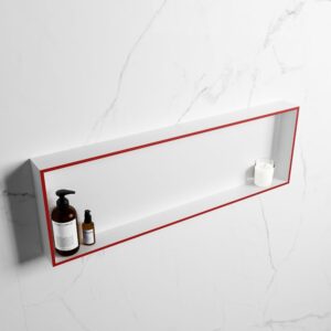 MONDIAZ EASY Nis 89,5x29,5cm in solid surface kleur Fire | Talc. 1 vak geschikt voor in- of opbouw