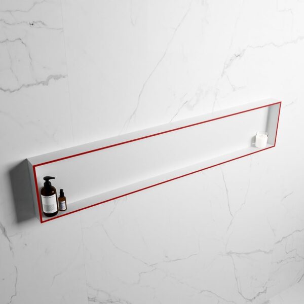 MONDIAZ EASY Nis 149,5x29,5cm in solid surface kleur Fire | Talc. 1 vak geschikt voor in- of opbouw