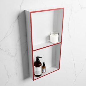 MONDIAZ EASY Nis 59,5x29,5cm in solid surface kleur Fire | Talc. 2 vakken geschikt voor in- of opbouw