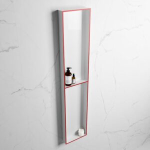 MONDIAZ EASY Nis 89,5x29,5cm in solid surface kleur Fire | Talc. 2 vakken geschikt voor in- of opbouw