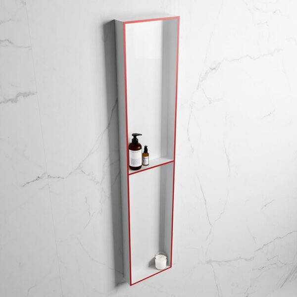 MONDIAZ EASY Nis 89,5x29,5cm in solid surface kleur Fire | Talc. 2 vakken geschikt voor in- of opbouw