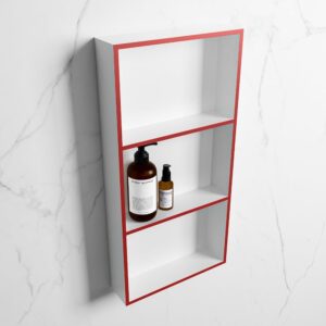 MONDIAZ EASY Nis 59,5x29,5cm in solid surface kleur Fire | Talc. 3 vakken geschikt voor in- of opbouw